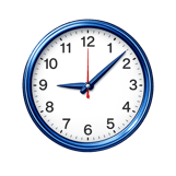 Blue clock with red second hand