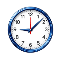 Blue clock with red second hand