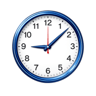 Blue clock with red second hand