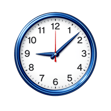 Blue clock with red second hand